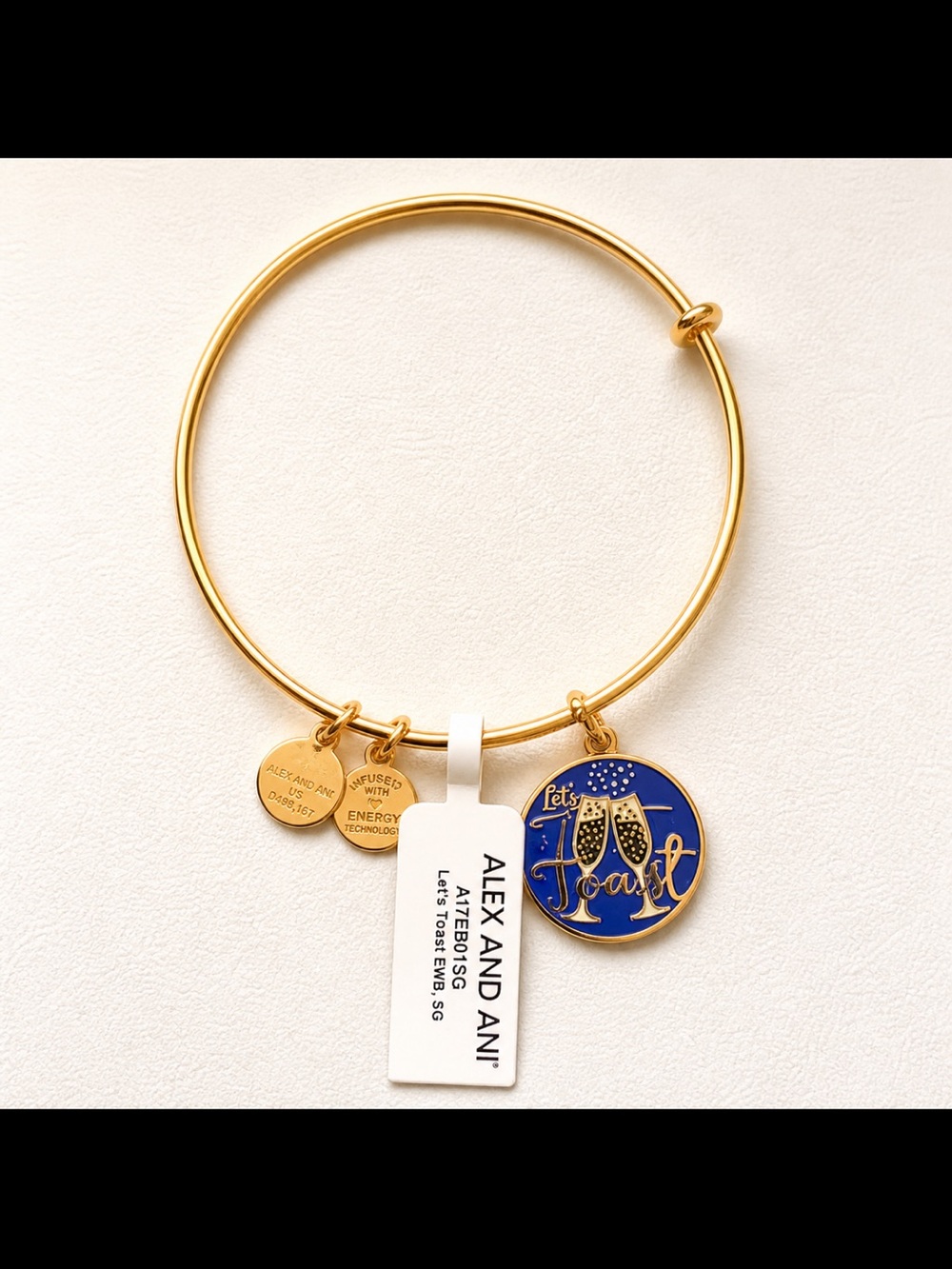 Alex and Ani Let’s Toast Gold Tone Champagne Bangle Gift Set